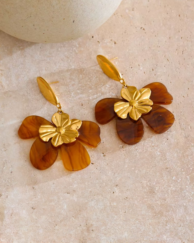 Floral Amber Earrings