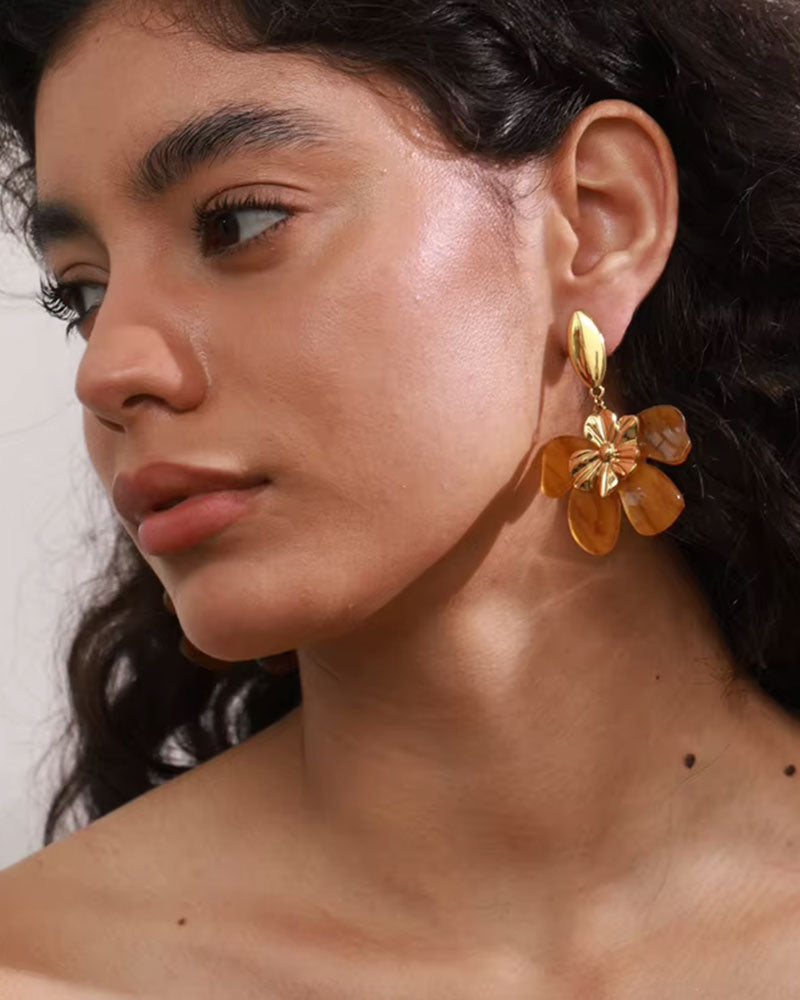 Floral Amber Earrings