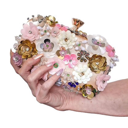 Floral Pearl Elegance Clutch Bag