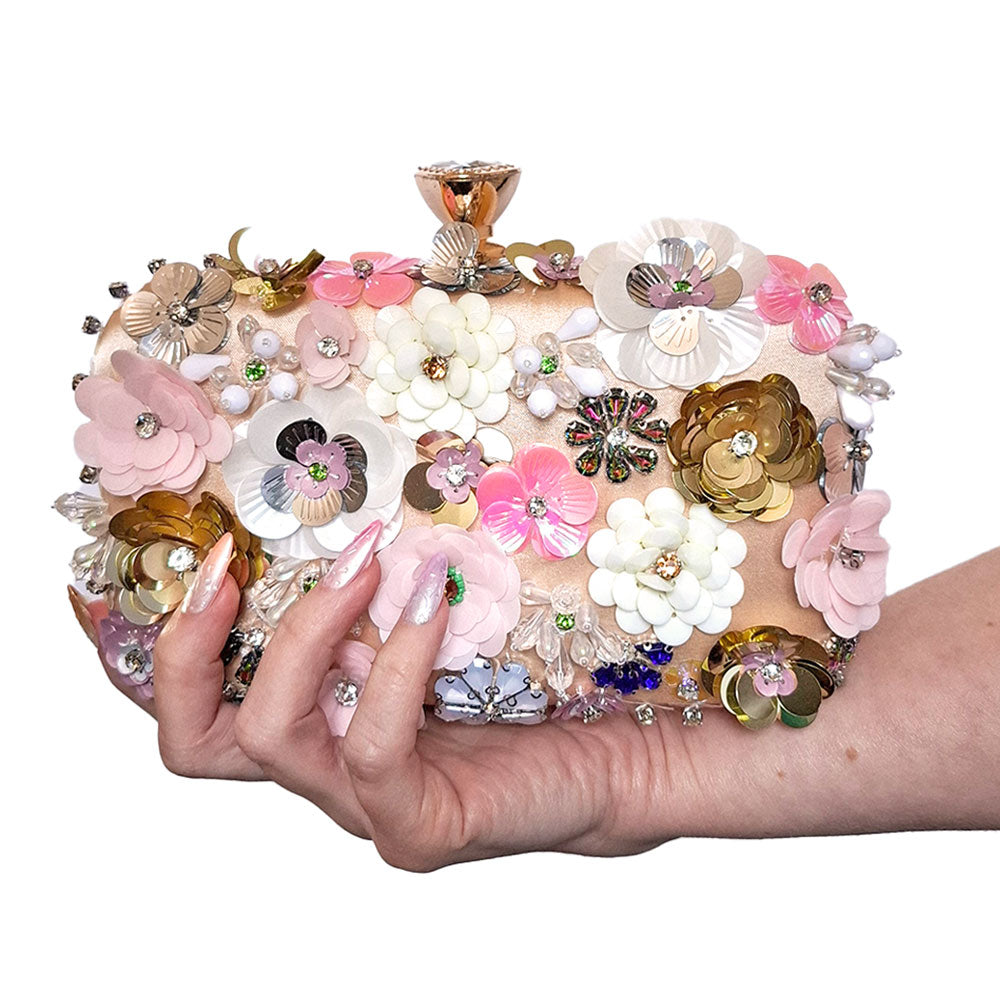 Floral Pearl Elegance Clutch Bag