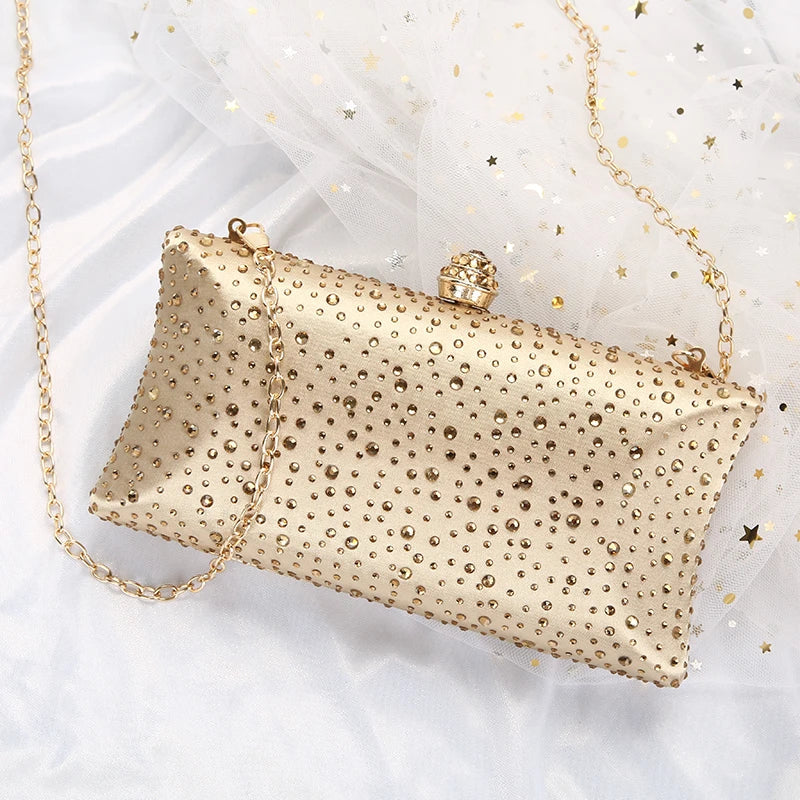 Gold Clutch Bag with crystals by Montipi