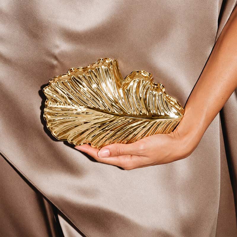 Golden Plume Clutch Bag