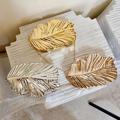 Golden Plume Clutch Bag