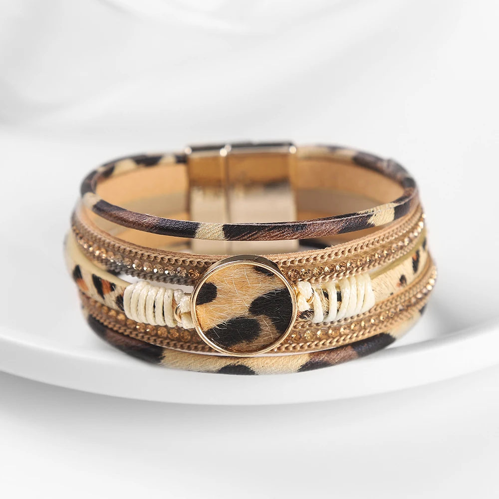 Savanna Charm Leopard Wrap Bracelet