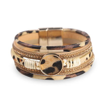 Savanna Charm Leopard Wrap Bracelet