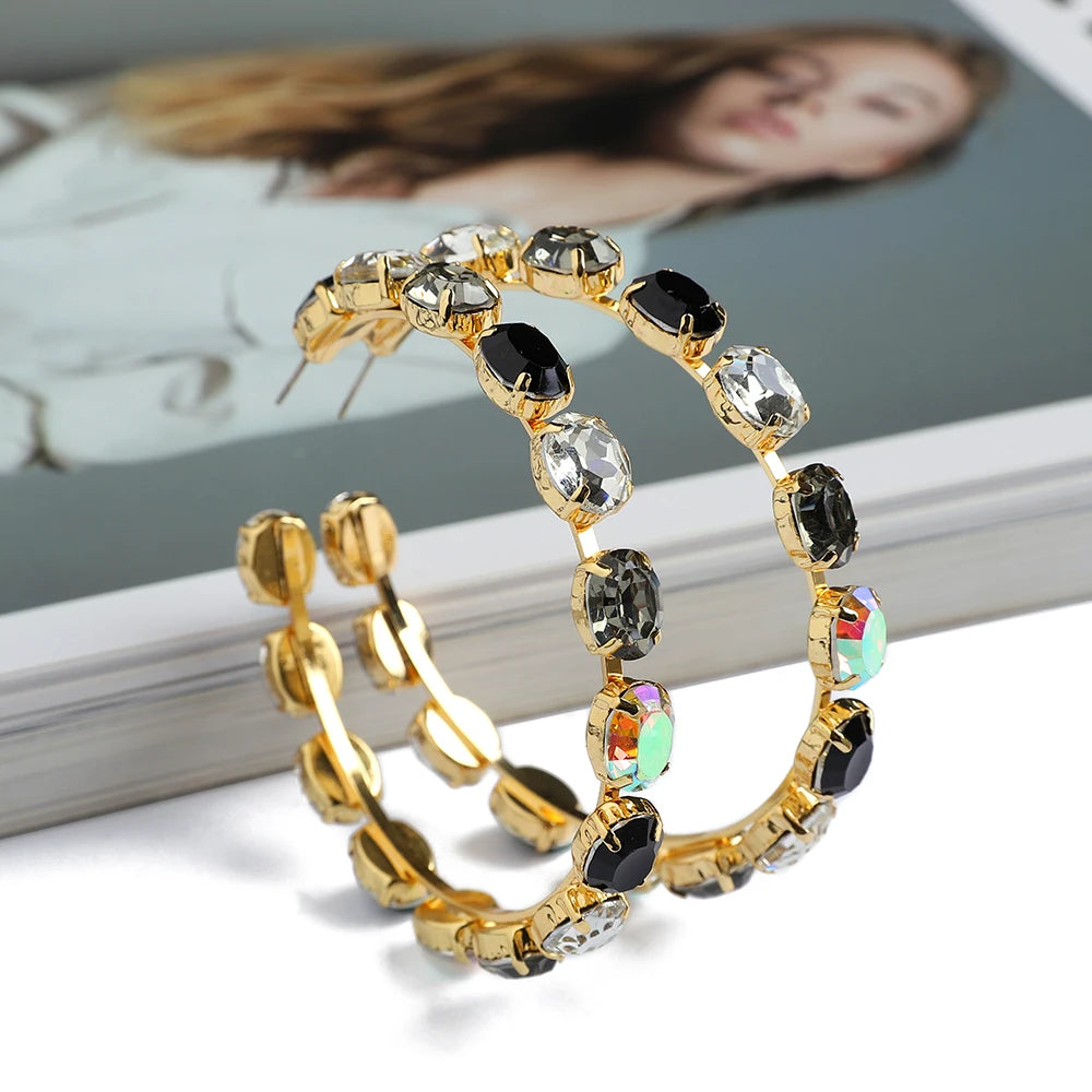 Boho Chic Colourful Crystal Loop Earrings