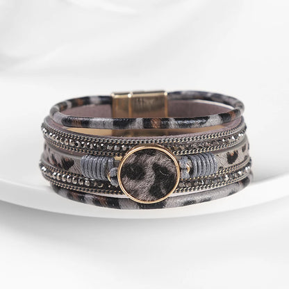 Savanna Charm Leopard Wrap Bracelet