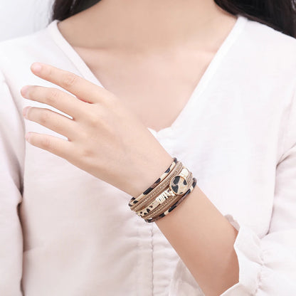 Savanna Charm Leopard Wrap Bracelet