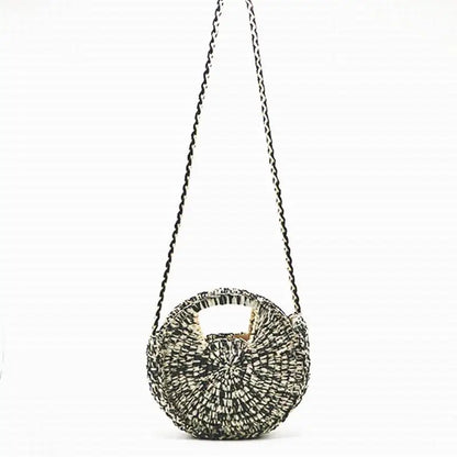 Savanna Chic Round Straw Shoulder Bag