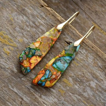 Jasper Elegance Stone Dangle Earrings