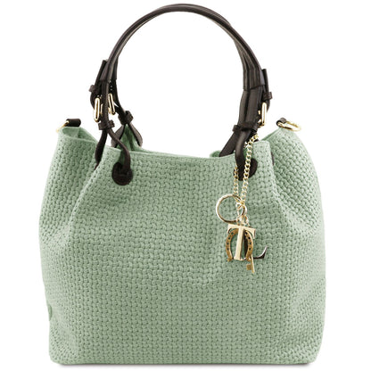 Keyluck Woven Leather Tote Bag