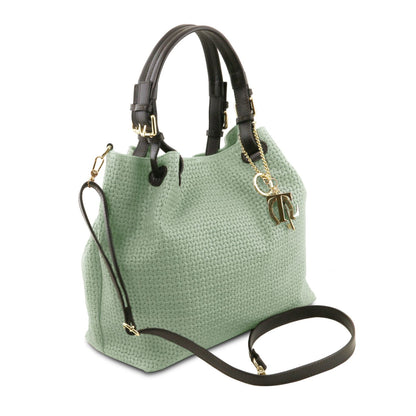 Keyluck Woven Leather Tote Bag