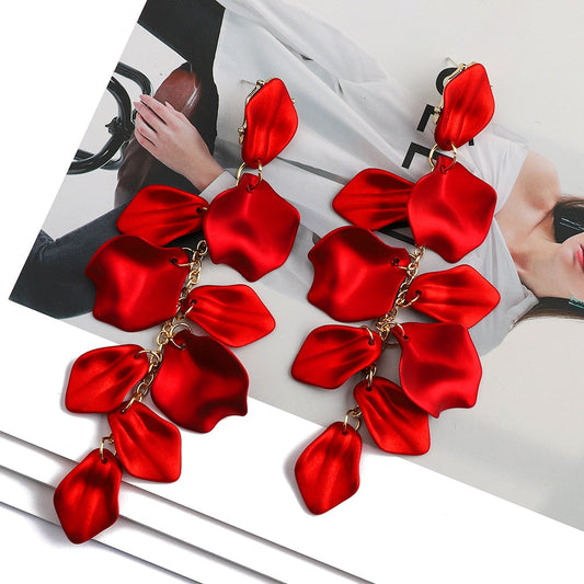 Lila Acrylic Petal Tassel Drop Earrings Montipi
