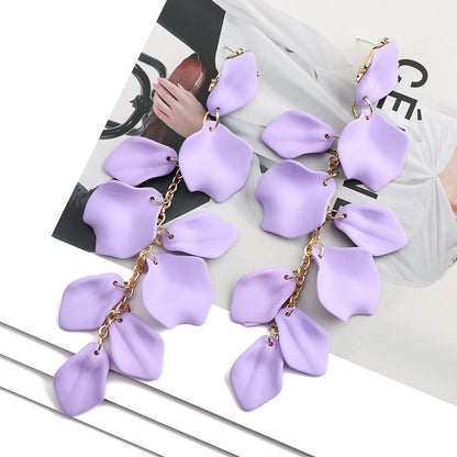 Lila Acrylic Petal Tassel Drop Earrings Montipi