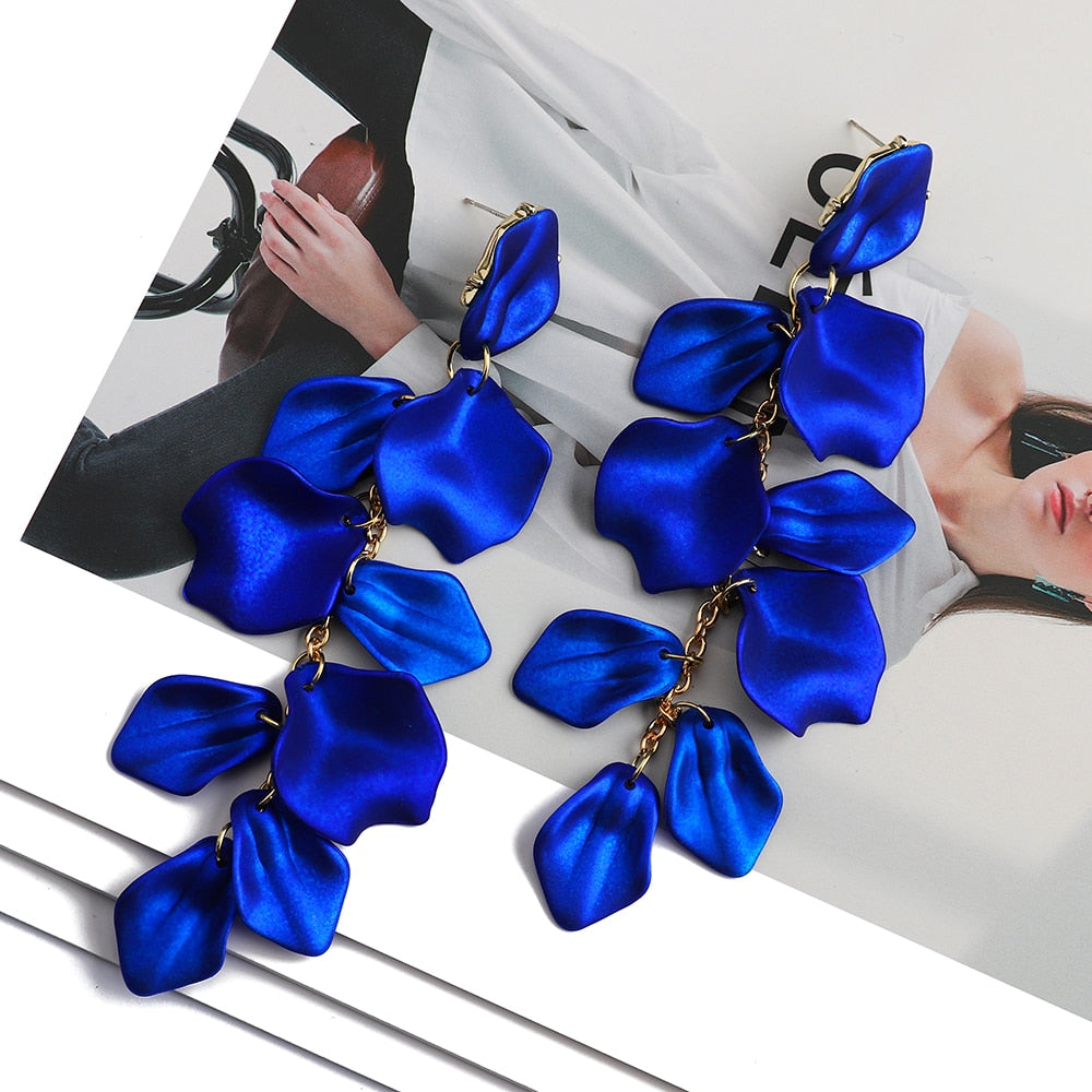 Lila Acrylic Petal Tassel Drop Earrings Montipi