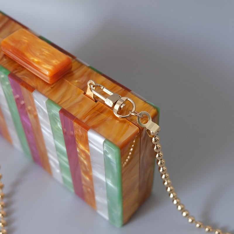 Luxury Amber Striped Acrylic Clutch Bag Montipi