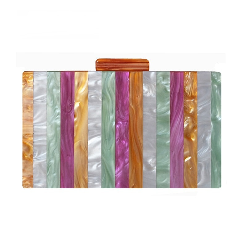 Luxury Amber Striped Acrylic Clutch Bag Montipi