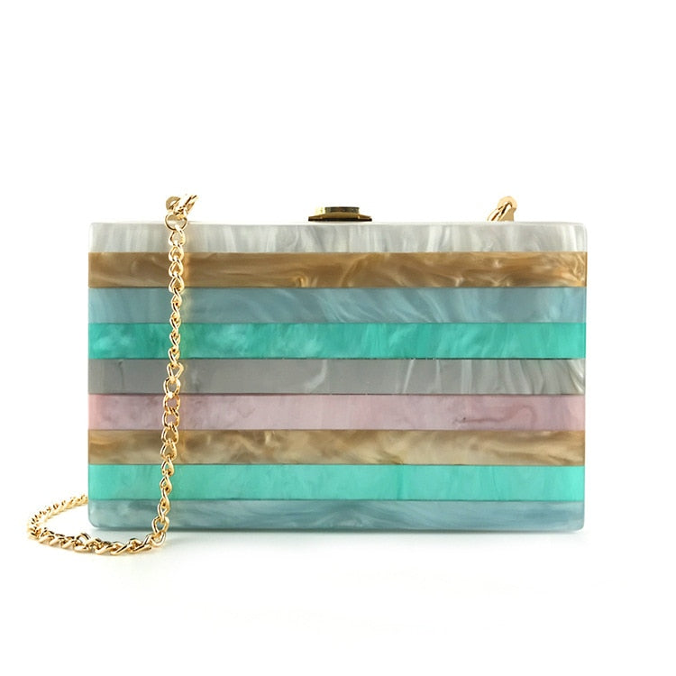 Luxury Aurora Striped Acrylic Clutch Bag Montipi