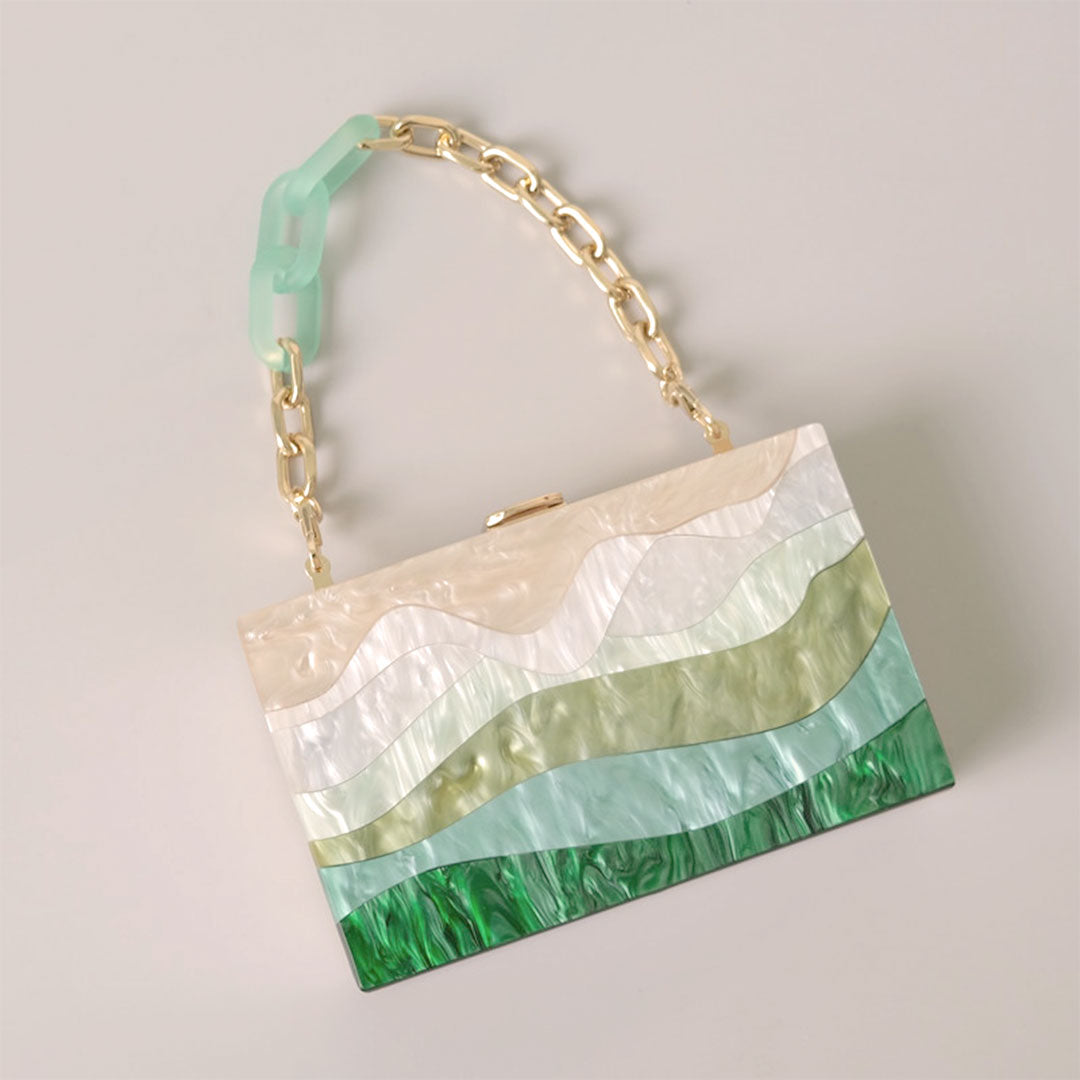 Luxury Emerald Striped Acrylic Clutch Bag Montipi