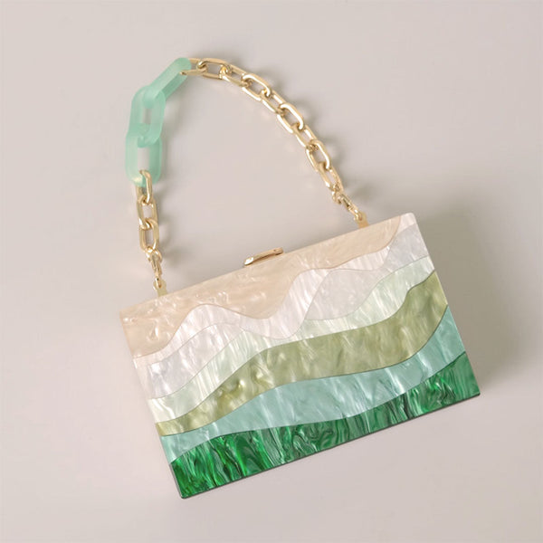 Luxury Emerald Striped Acrylic Clutch Bag Montipi