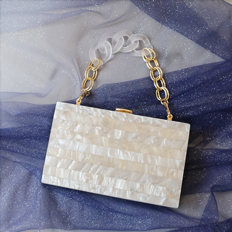 Luxury Glossy White Acrylic Clutch Bag Montipi