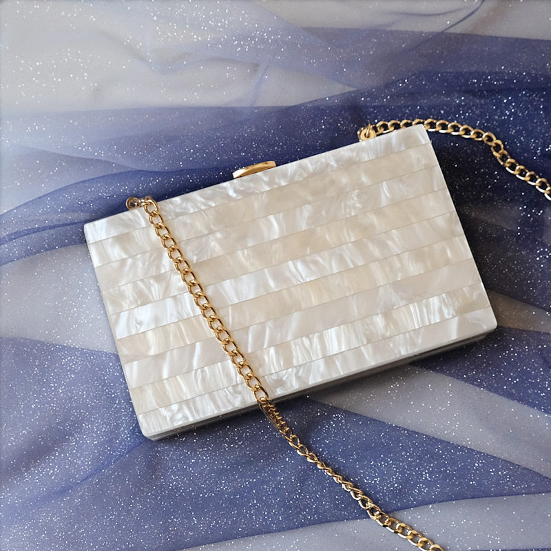 Luxury Glossy White Acrylic Clutch Bag Montipi