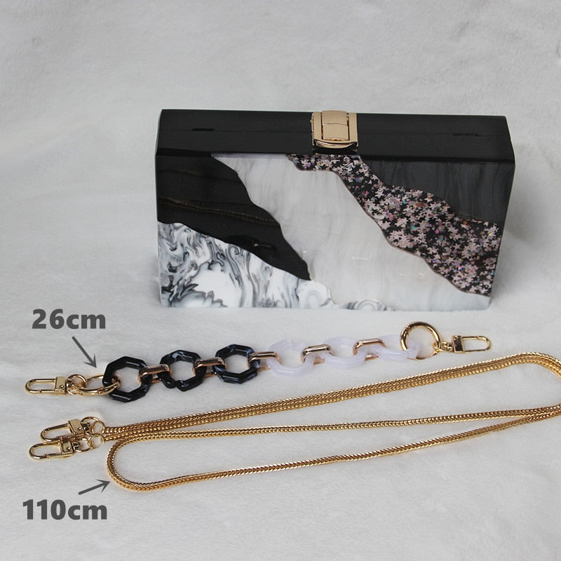 Luxury Marble Black Acrylic Clutch Bag Montipi