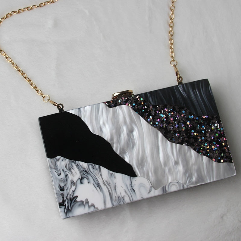 Luxury Marble Black Acrylic Clutch Bag Montipi