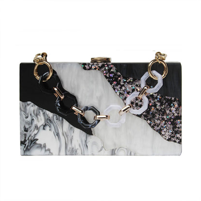 Luxury Marble Black Acrylic Clutch Bag Montipi