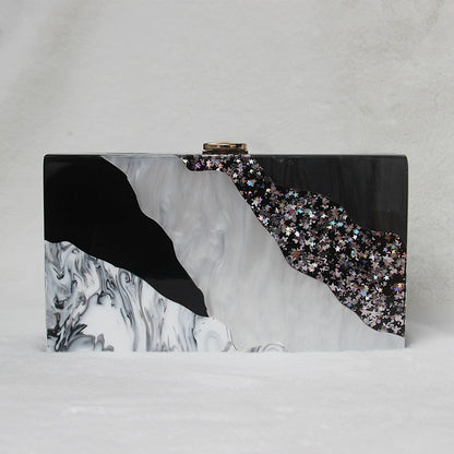 Luxury Marble Black Acrylic Clutch Bag Montipi