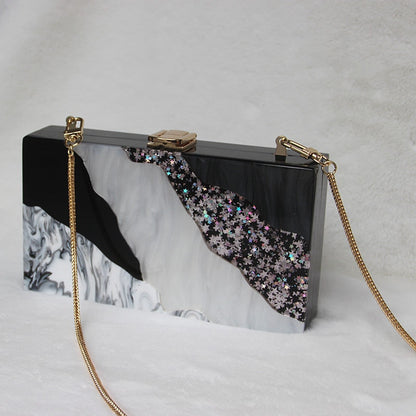 Luxury Marble Black Acrylic Clutch Bag Montipi