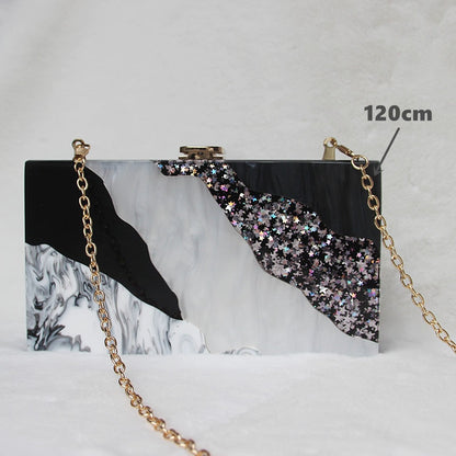 Luxury Marble Black Acrylic Clutch Bag Montipi