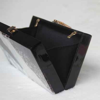 Luxury Marble Black Acrylic Clutch Bag Montipi