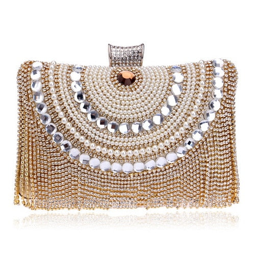 Luxury Vintage Rhinestone Tassel Clutch Bag Montipi