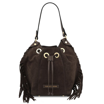 Nomade Suede Fringe Bucket Bag