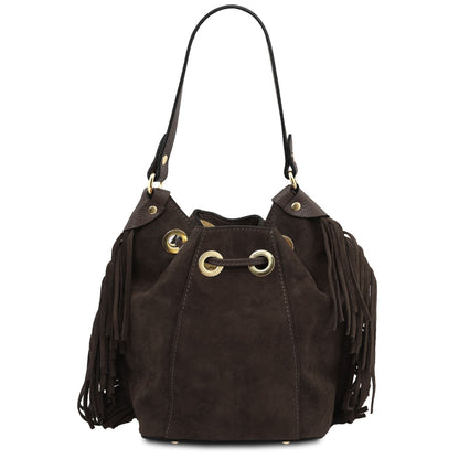 Nomade Suede Fringe Bucket Bag