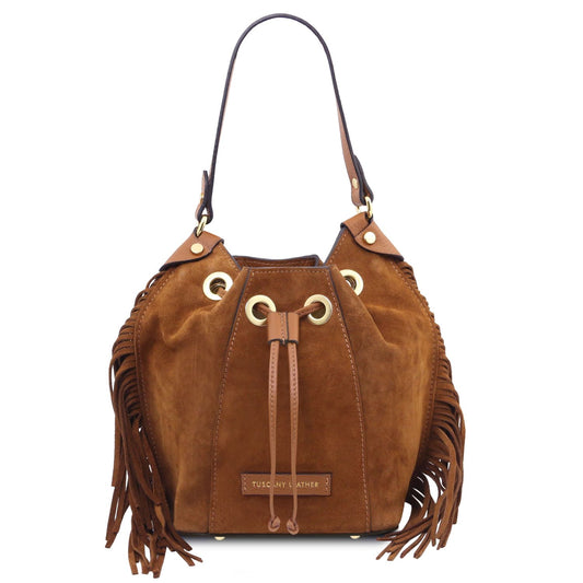 Nomade Suede Fringe Bucket Bag