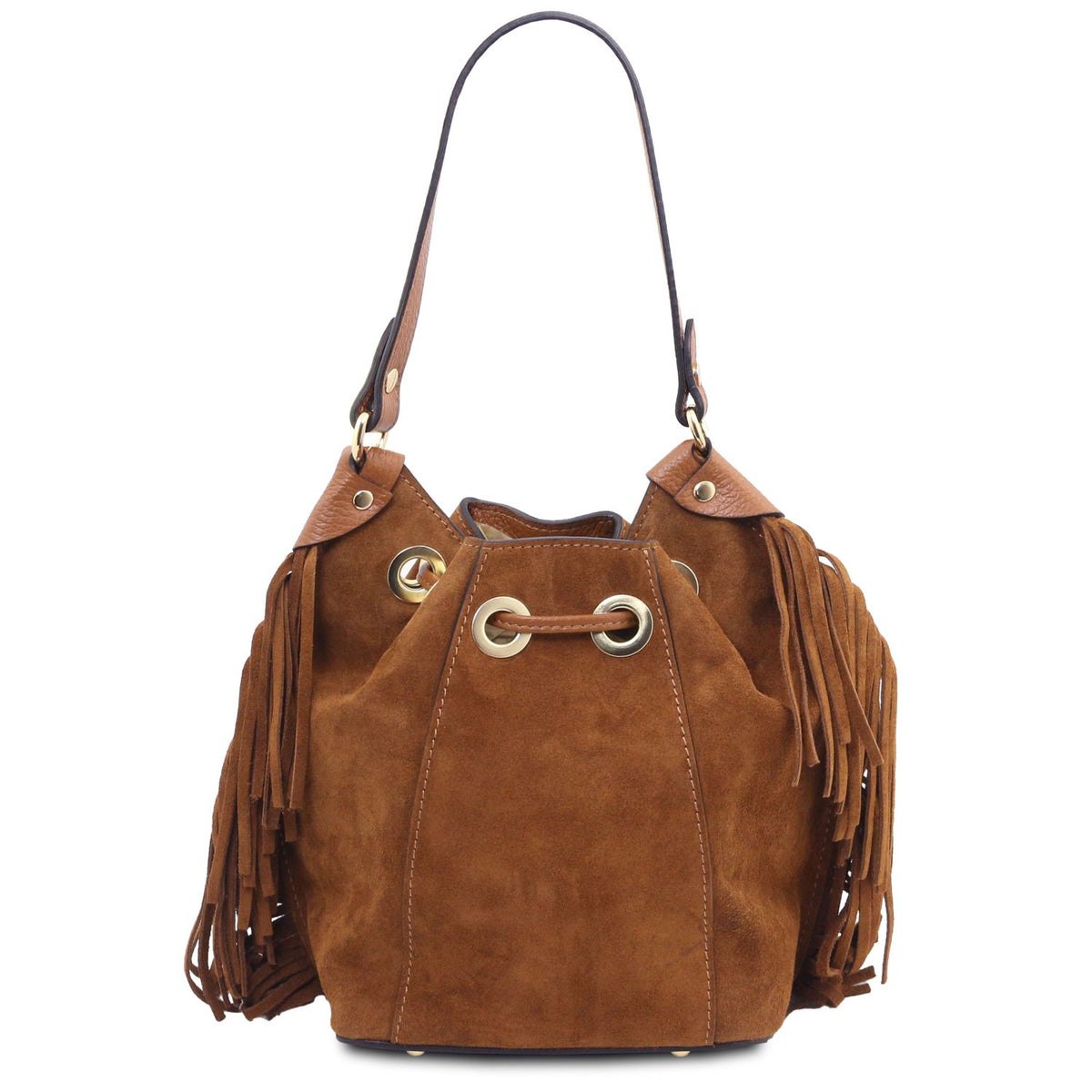 Nomade Suede Fringe Bucket Bag