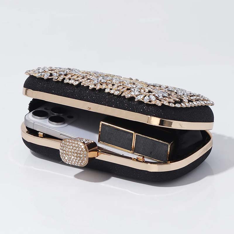 Opulent Floral Rhinestone Evening Clutch Bag