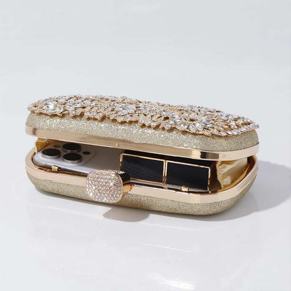 Opulent Floral Rhinestone Evening Clutch Bag