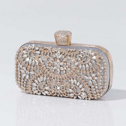 Opulent Floral Rhinestone Evening Clutch Bag