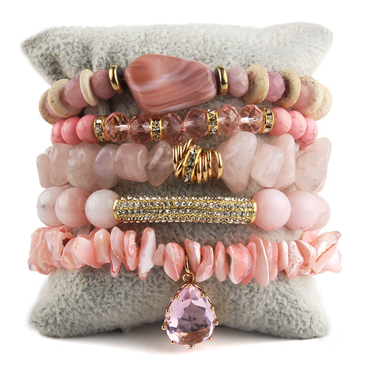 Pink Fantasy Beaded Bracelet Set by Montipi Australia