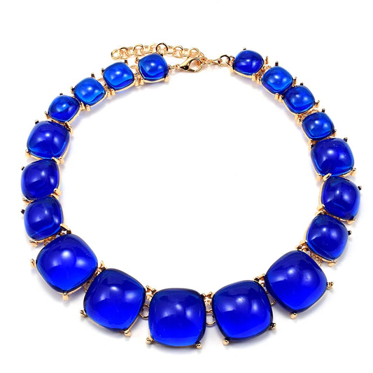 Radiant Glass Crystal Necklace in vibrant blue by Montipi