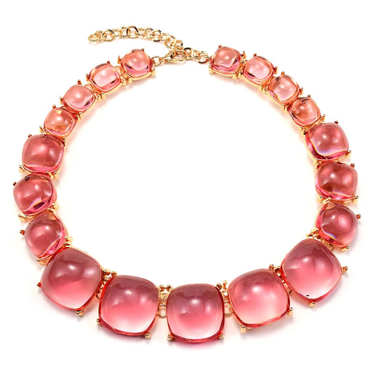 Radiant Glass Crystal Necklace in pink by Montipi