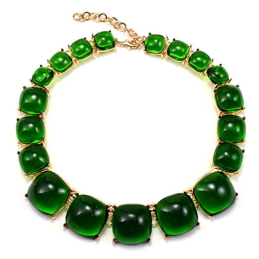 Radiant Glass Crystal Necklace in green by Montipi