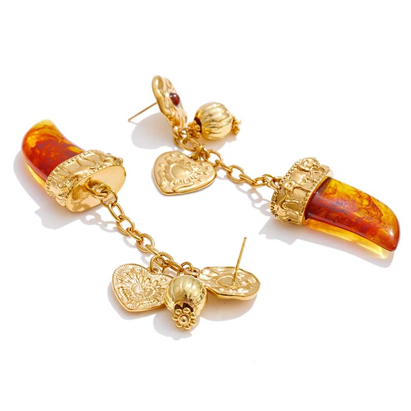 Riviera Charm Amber Boho Earrings