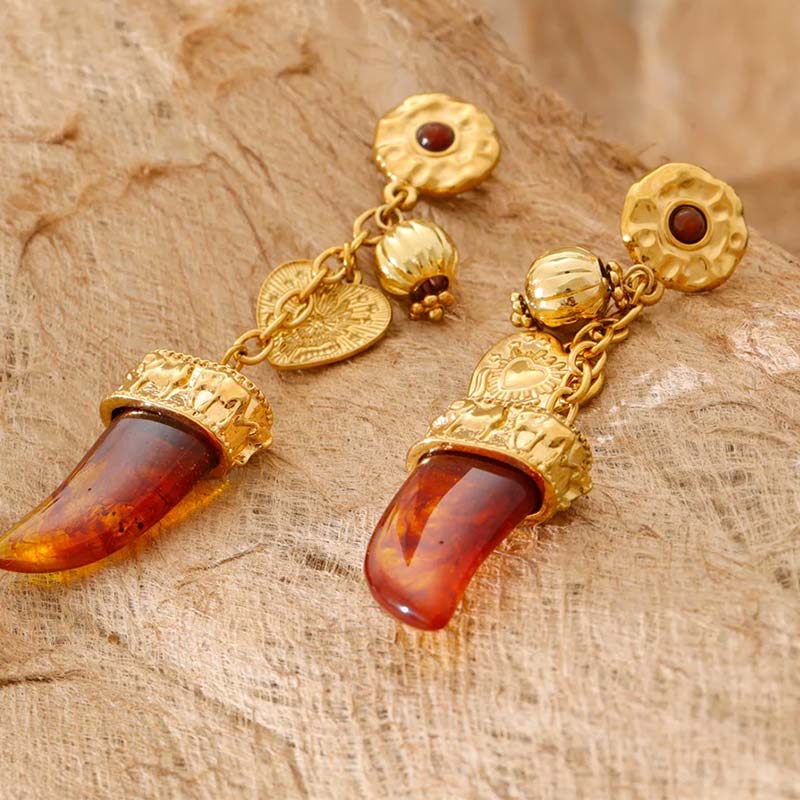 Riviera Charm Amber Boho Earrings