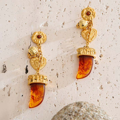 Riviera Charm Amber Boho Earrings