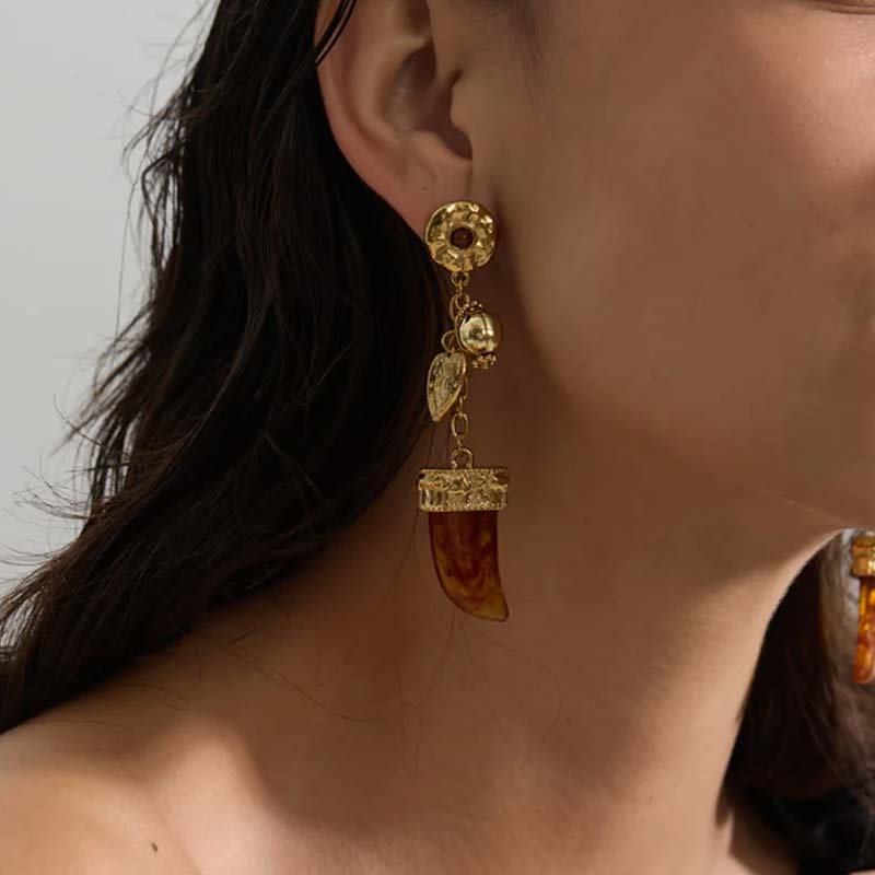 Riviera Charm Amber Boho Earrings