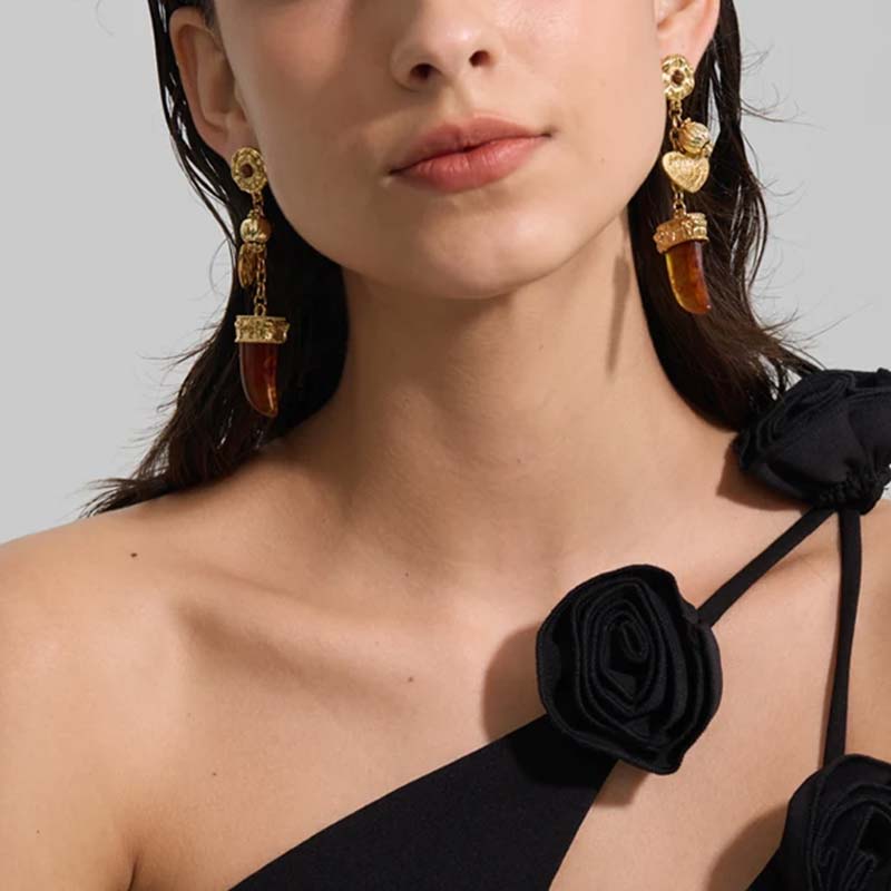 Riviera Charm Amber Boho Earrings